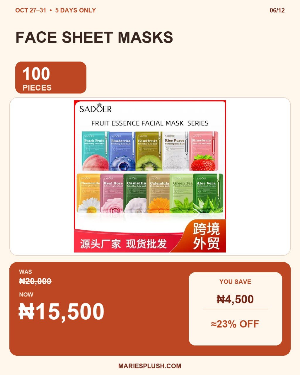 100 FACESHEET MASK