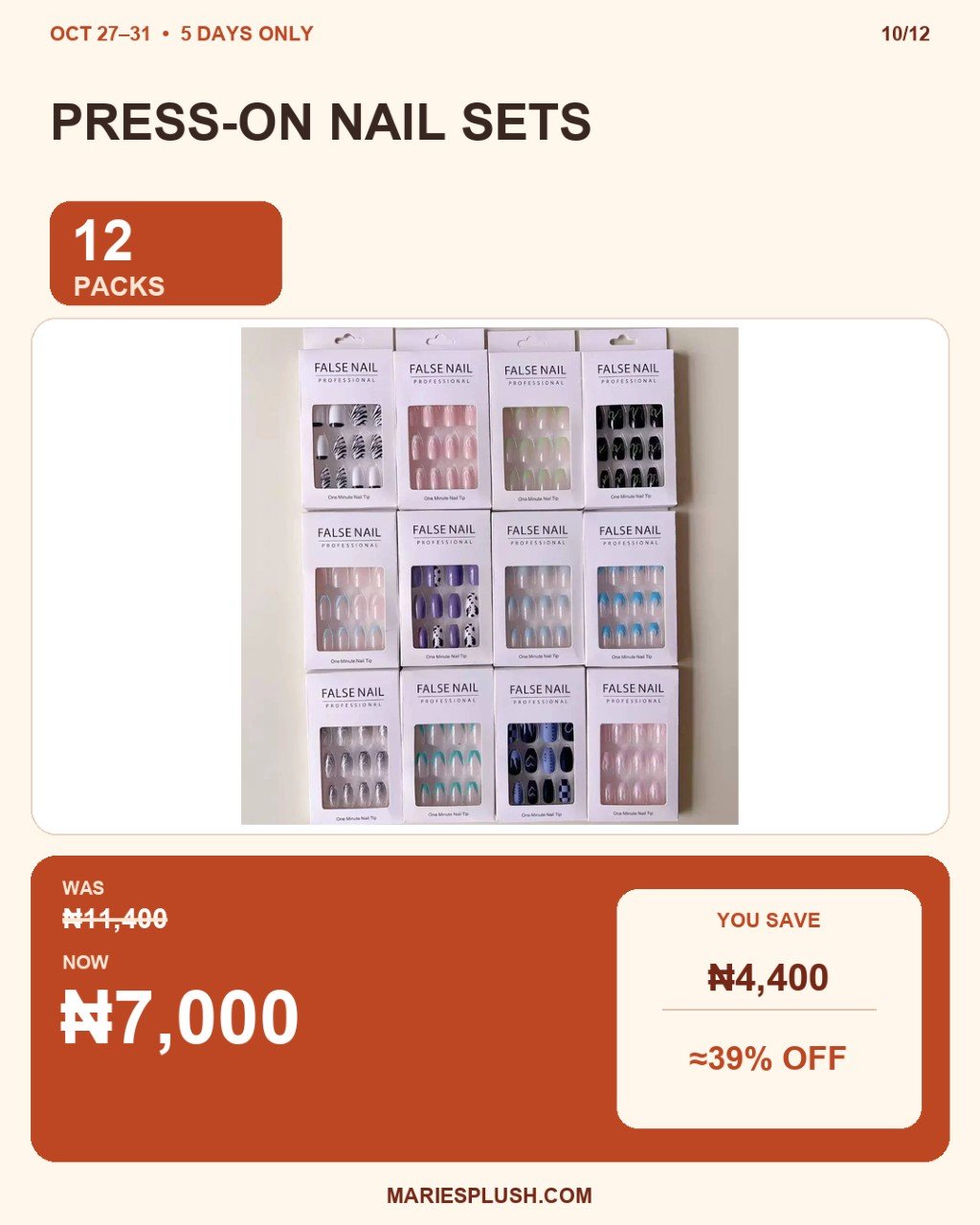 12 PACKS OF PRESSON NAILS